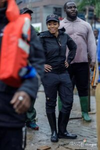 Dr. Zanetor Agyemang Rawlings -MP for Kole-Klottey assessing the situation of flooding in Constituency.