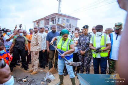 Vice President, Naana Jane Opoku Agyemang joins in the National clean-up