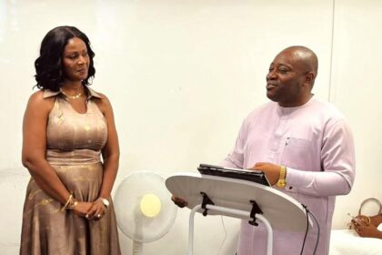 Mrs. Opoku Prempeh, left being honored.