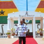President Mahama at Prof JEA Mills' tomb at Asomdwe Park.