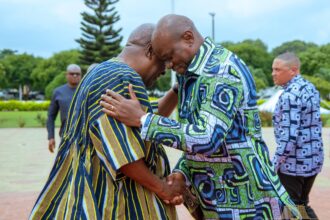President John Dramani Mahama and the visiting President of Gabon, Brice Clotaire Oligui Nguema.