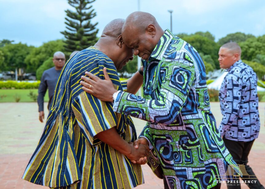 President John Dramani Mahama and the visiting President of Gabon, Brice Clotaire Oligui Nguema.