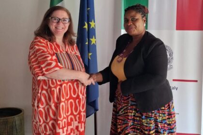 Vice President, GJA (R) with Italian Ambassador to Ghana, Her Excellency, Lawra Renalli.