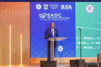 Wenkele Mene, speaks at AfCFTA 9th SADC Industrialisation Week in Durban, South Africa,