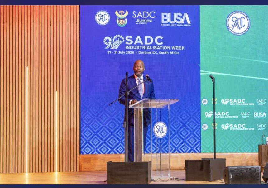 Wenkele Mene, speaks at AfCFTA 9th SADC Industrialisation Week in Durban, South Africa,