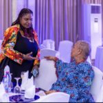 Vice President, Ghana Journalists Association (GJA), Rebecca Ekpe engaging Former Chamber of Mines CEO, Dr. Joyce Aryee.