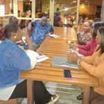 GJA Vice President, Rebecca Ekpe engages with CJID Chief Executive Officer Dapo Olorunyomi and his team, in Accra.