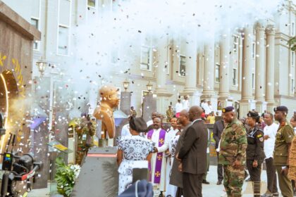 Bust for Dr. Omane Boamah unveiled. by President Mahama at Ministry of Defence.