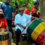 John Mahama on drums in Jamaica.