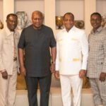 Rev Wengam in White , President Mahama in Black with other Church Officials.