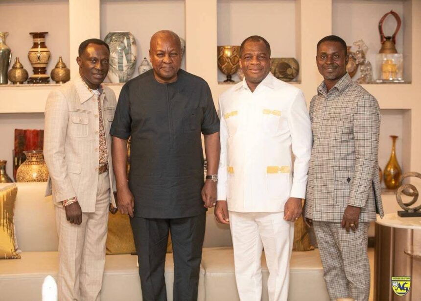 Rev Wengam in White , President Mahama in Black with other Church Officials.
