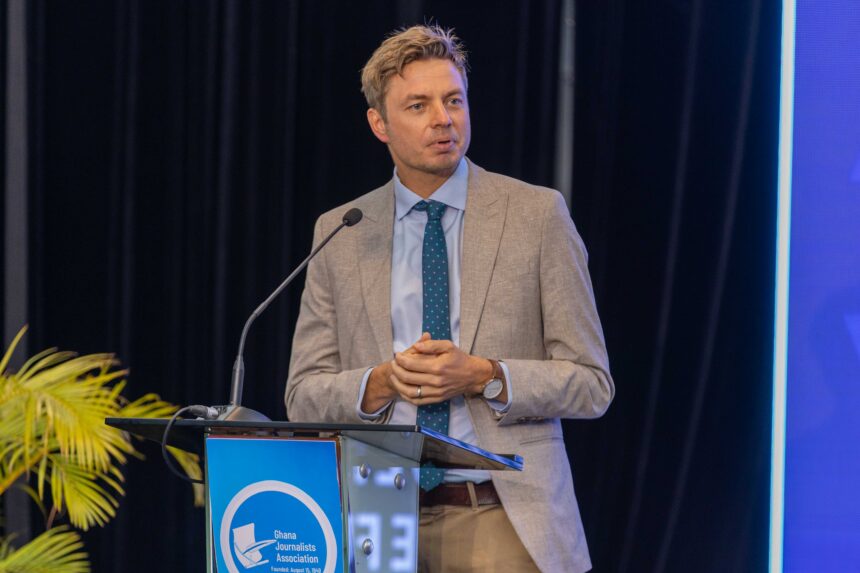 Deputy British High Commissioner to Ghana, Chris Halliday speaking at GJA @ 77 Anniversary at British Council in Accra.