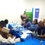Rebecca Ekpe making a presentation at an Inter-Party Dialogue.