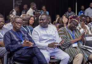 From left -Kwesi Pratt, GJA President, Albert Dwumfour & GBC DG Prof. Amin Alhassan.
