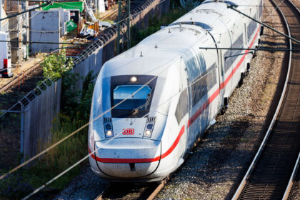 A Deutsche Bahn ICE train on a railway line. Photo: Philipp von Ditfurth/dpa
