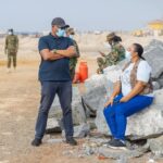 Officials Stan Dogbey with Regional Minister, Madam Ohenewa Ocloo at the demolition site-Kpeshie Lagoon-Laboma.