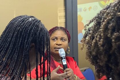 Rebecca Ekpe- Vice President, Ghana Journalists Association (GJA) speaking at the Women's program on proportional representation.