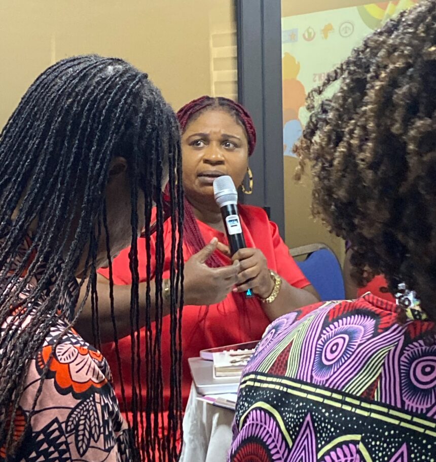 Rebecca Ekpe- Vice President, Ghana Journalists Association (GJA) speaking at the Women's program on proportional representation.