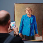 The portrait of former Chancellor Merkel by artist Jérémie Queyras will remain on display at the Bode Museum in Berlin for a little longer. Photo: Kay Nietfeld/dpa