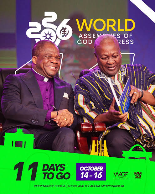 General Superintendent of Assemblies of God, Ghana, Reverend Stephen Yenusom Wengam with President John Mahama.