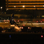Lufthansa Group aircraft are parked at Frankfurt Airport, Germany, late in the evening. Amid dwindling jet fuel supplies at the airport, Lufthansa aircraft are being refuelled before arriving in Frankfurt. Photo: Ardavan Safari/dpa